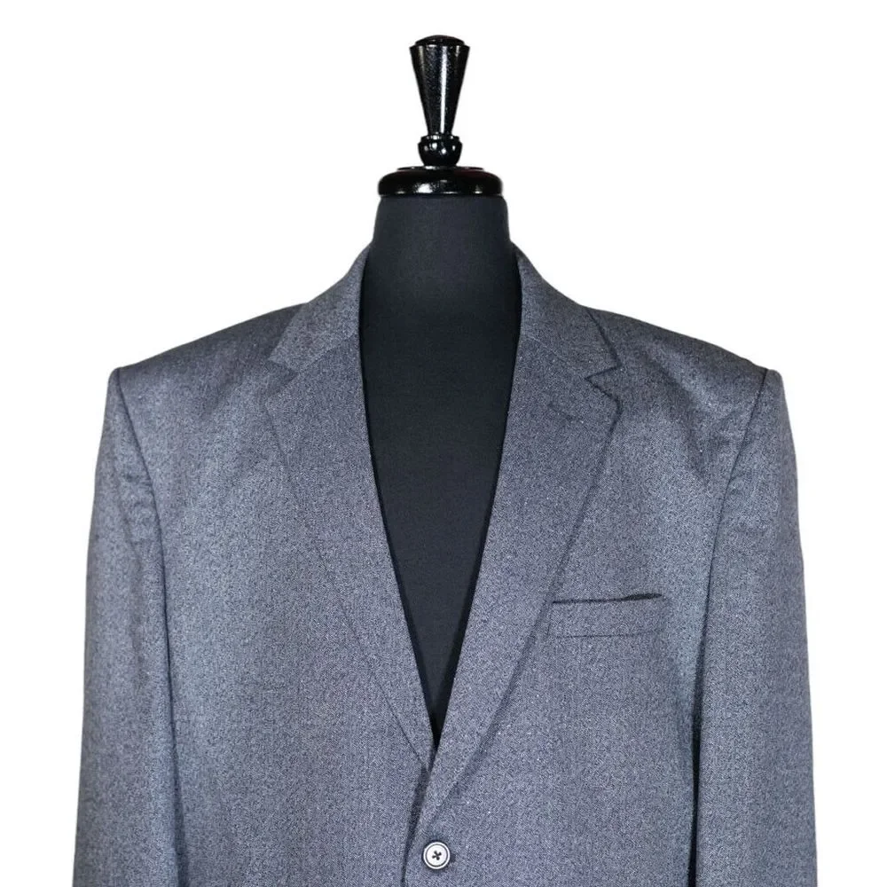Mens Blazer Blue Wool Twill Dress Formal Suit Jacket Wedding Sport Coat 48R